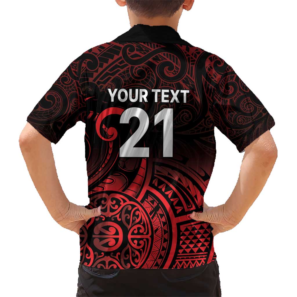 New Zealand Rugby Pacific Custom Kid Hawaiian Shirt Whatumoana Maori Tribal Tattoo