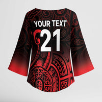 New Zealand Rugby Pacific Custom Kimono Sleeve Blouse Whatumoana Maori Tribal Tattoo - Polynesian Pride