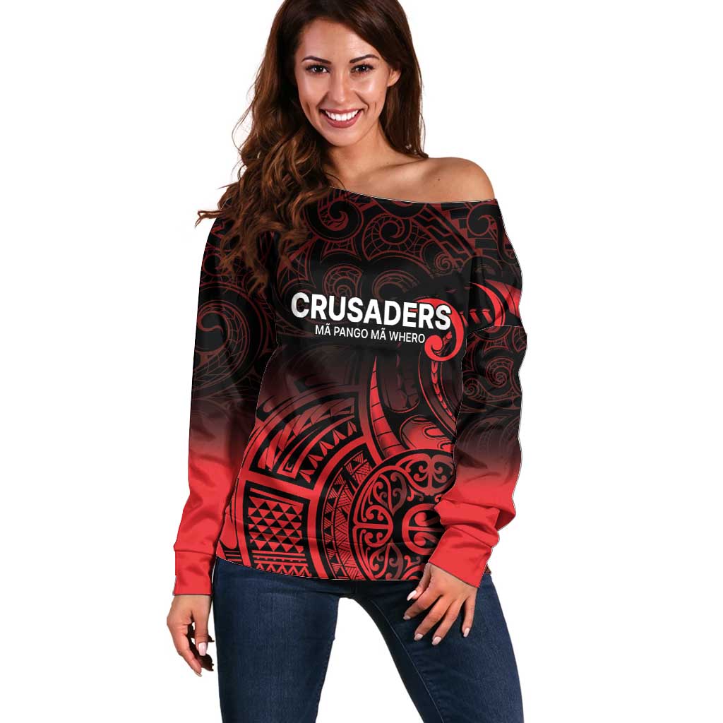 New Zealand Rugby Pacific Custom Off Shoulder Sweater Whatumoana Maori Tribal Tattoo