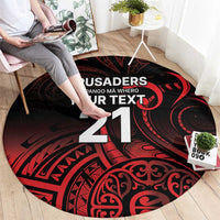 New Zealand Rugby Pacific Custom Round Carpet Whatumoana Maori Tribal Tattoo