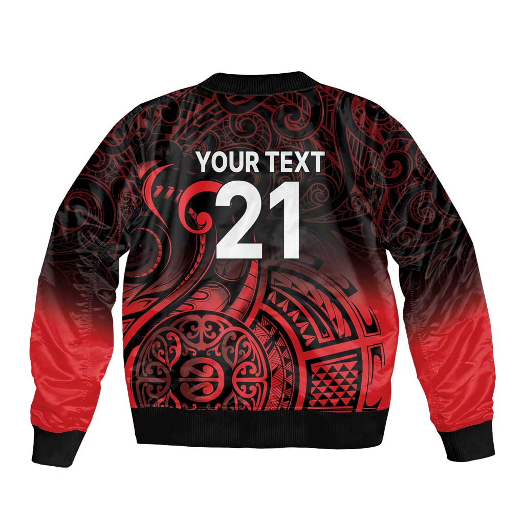 New Zealand Rugby Pacific Custom Sleeve Zip Bomber Jacket Whatumoana Maori Tribal Tattoo LT9 - Polynesian Pride