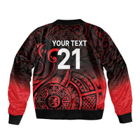 New Zealand Rugby Pacific Custom Sleeve Zip Bomber Jacket Whatumoana Maori Tribal Tattoo LT9 - Polynesian Pride