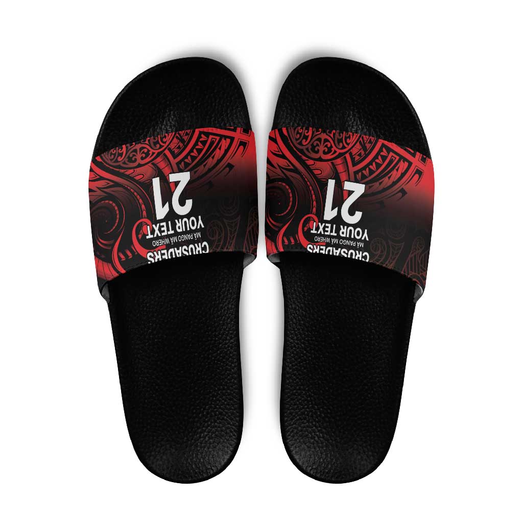 New Zealand Rugby Pacific Custom Slide Sandals Whatumoana Maori Tribal Tattoo LT9 Gold - Polynesian Pride