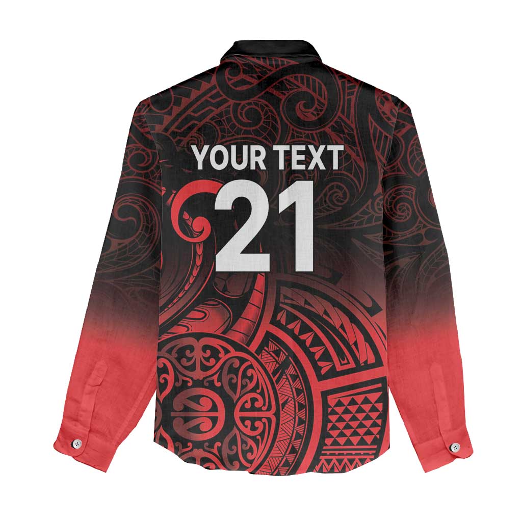 New Zealand Rugby Pacific Custom Women Casual Shirt Whatumoana Maori Tribal Tattoo