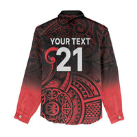 New Zealand Rugby Pacific Custom Women Casual Shirt Whatumoana Maori Tribal Tattoo