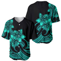 Polynesian Pride Plumeria Flowers Baseball Jersey Polynesian Tribal Aqua Vibe LT9 - Polynesian Pride