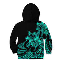 Polynesian Pride Plumeria Flowers Kid Hoodie Polynesian Tribal Aqua Vibe LT9 - Polynesian Pride