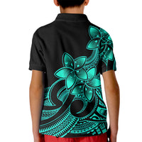 Polynesian Pride Plumeria Flowers Kid Polo Shirt Polynesian Tribal Aqua Vibe LT9 - Polynesian Pride