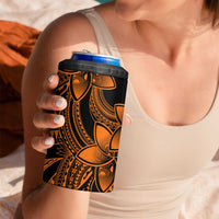 Polynesian Tribal Plumeria Flowers 4 in 1 Can Cooler Tumbler Gold Vibe