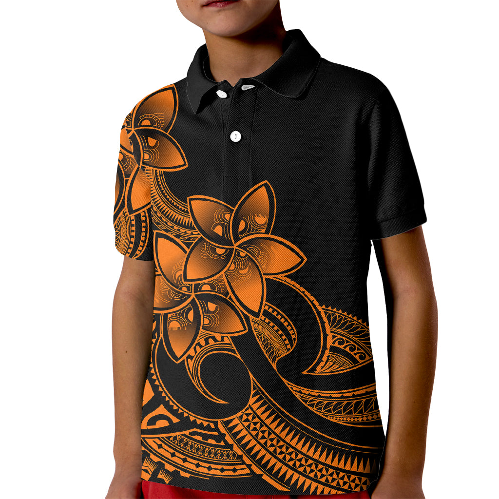 Polynesian Pride Plumeria Flowers Kid Polo Shirt Polynesian Tribal Gold Vibe LT9 Kid Gold - Polynesian Pride