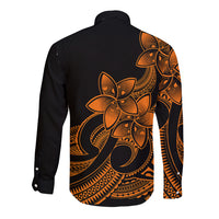 Polynesian Pride Plumeria Flowers Long Sleeve Button Shirt Polynesian Tribal Gold Vibe LT9 - Polynesian Pride