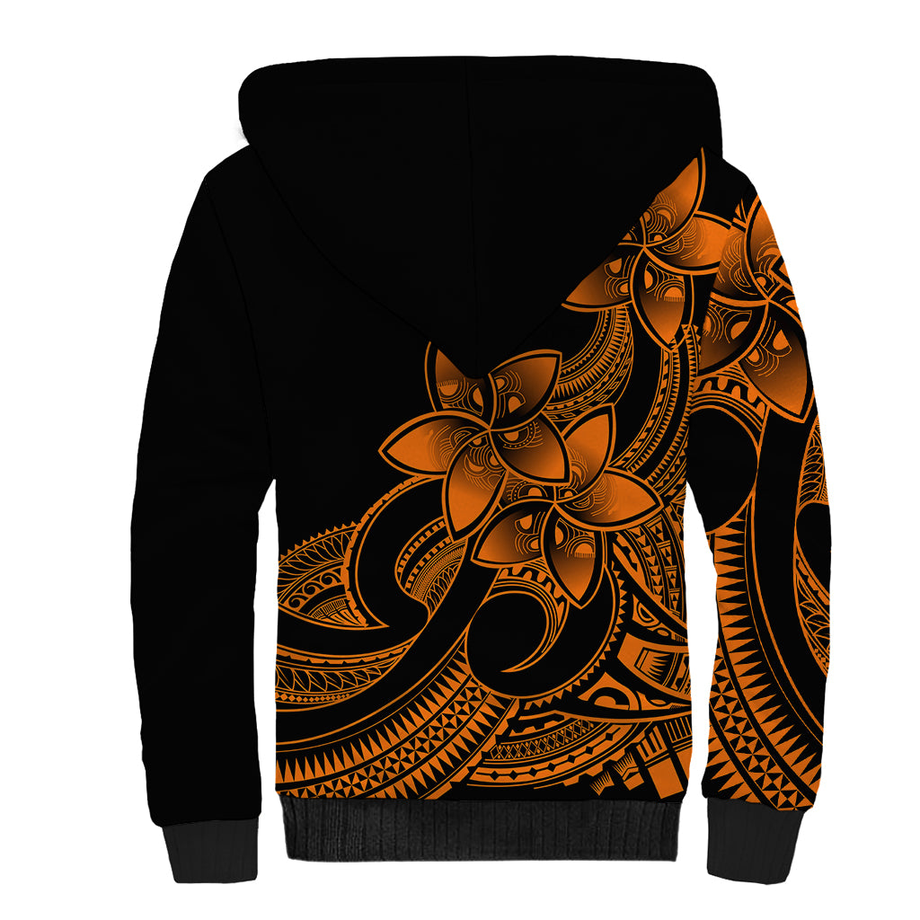 Polynesian Pride Plumeria Flowers Sherpa Hoodie Polynesian Tribal Gold Vibe LT9 - Polynesian Pride