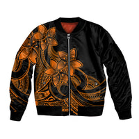 Polynesian Pride Plumeria Flowers Sleeve Zip Bomber Jacket Polynesian Tribal Gold Vibe LT9 Unisex Gold - Polynesian Pride
