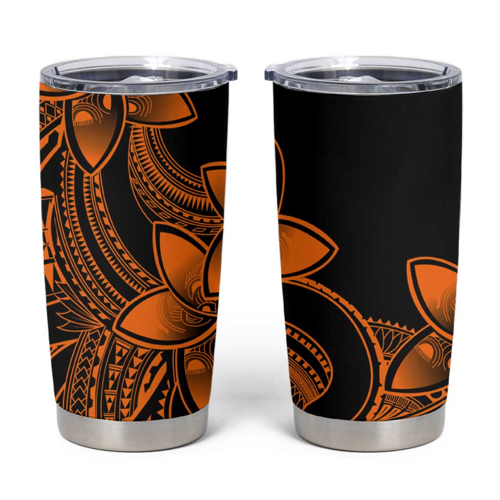 Polynesian Tribal Plumeria Flowers Tumbler Cup Gold Vibe