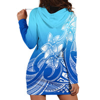 Polynesian Pride Plumeria Flowers Hoodie Dress Polynesian Tribal Gradient Blue LT9 - Polynesian Pride