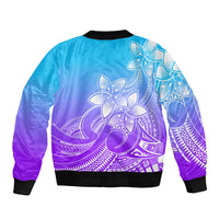 Polynesian Pride Plumeria Flowers Bomber Jacket Polynesian Tribal Gradient Purple LT9 - Polynesian Pride