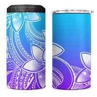 Polynesian Tribal Plumeria Flowers 4 in 1 Can Cooler Tumbler Gradient Purple Vibe