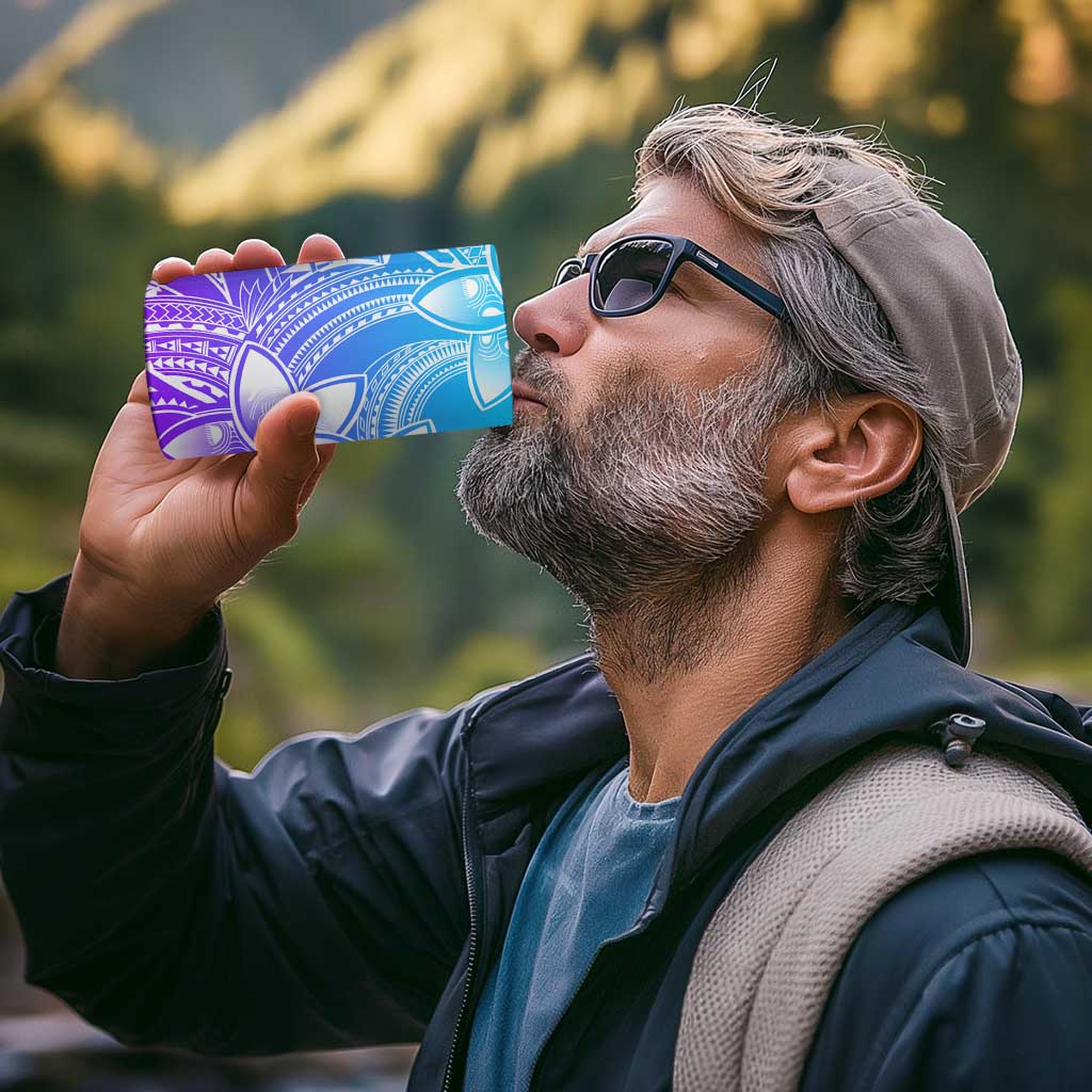 Polynesian Tribal Plumeria Flowers 4 in 1 Can Cooler Tumbler Gradient Purple Vibe