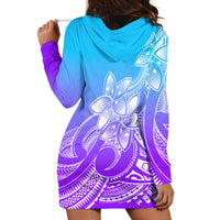 Polynesian Pride Plumeria Flowers Hoodie Dress Polynesian Tribal Gradient Purple LT9 - Polynesian Pride