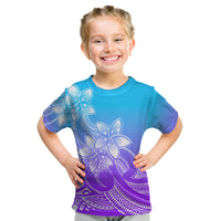 Polynesian Pride Plumeria Flowers Kid T Shirt Polynesian Tribal Gradient Purple LT9 Purple - Polynesian Pride