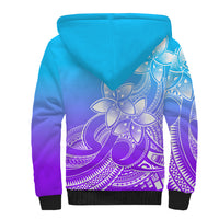 Polynesian Pride Plumeria Flowers Sherpa Hoodie Polynesian Tribal Gradient Purple LT9 - Polynesian Pride