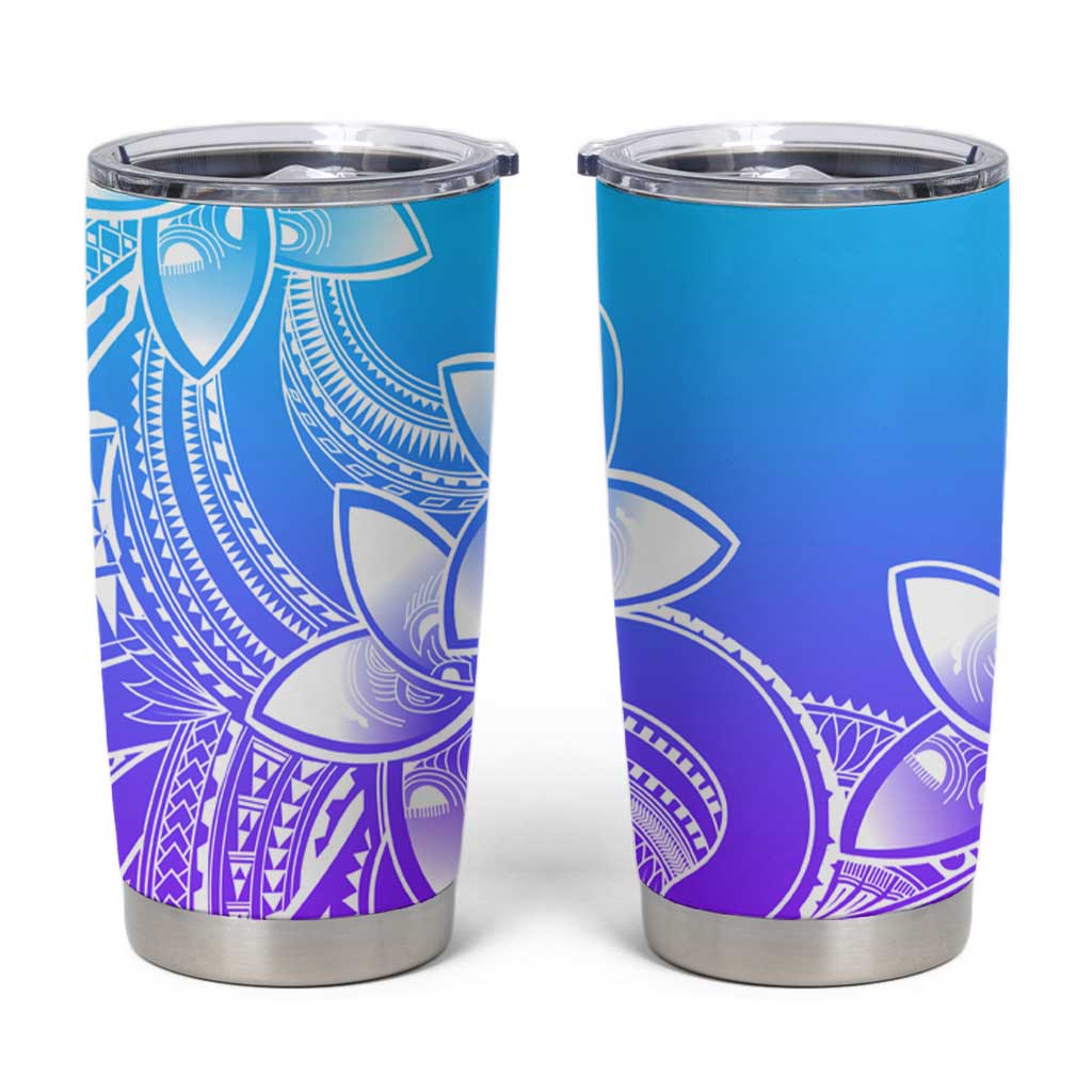 Polynesian Tribal Plumeria Flowers Tumbler Cup Gradient Purple Vibe