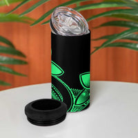 Polynesian Tribal Plumeria Flowers 4 in 1 Can Cooler Tumbler Green Vibe