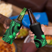 Polynesian Tribal Plumeria Flowers 4 in 1 Can Cooler Tumbler Green Vibe