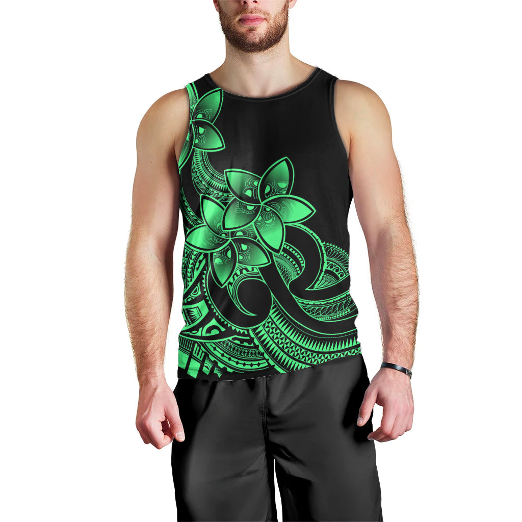 Polynesian Pride Plumeria Flowers Men Tank Top Polynesian Tribal Green Vibe LT9 - Polynesian Pride
