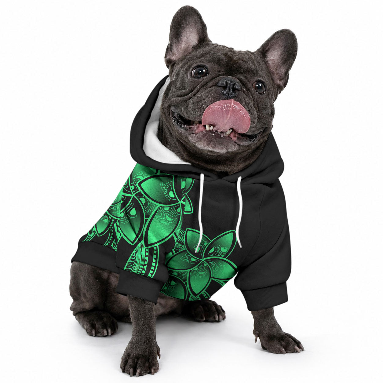 Polynesian Pride Plumeria Flowers Pet Hoodie Polynesian Tribal Green Vibe
