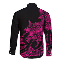 Polynesian Pride Plumeria Flowers Long Sleeve Button Shirt Polynesian Tribal Pink Vibe LT9 - Polynesian Pride
