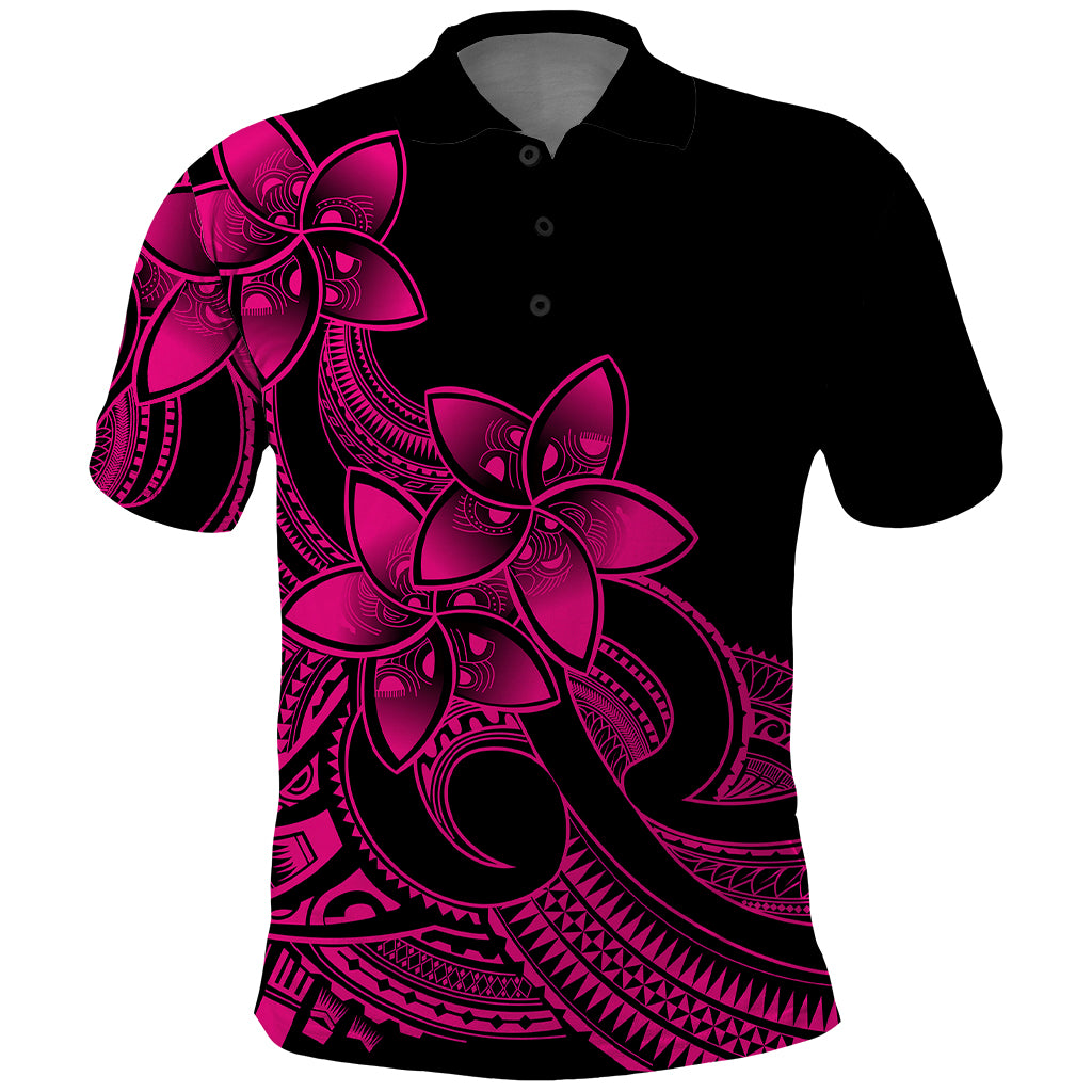 Polynesian Pride Plumeria Flowers Polo Shirt Polynesian Tribal Pink Vibe LT9 Pink - Polynesian Pride