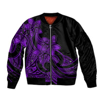 Polynesian Pride Plumeria Flowers Bomber Jacket Polynesian Tribal Purple Vibe LT9 Unisex Purple - Polynesian Pride