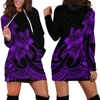 Polynesian Pride Plumeria Flowers Hoodie Dress Polynesian Tribal Purple Vibe LT9 - Polynesian Pride
