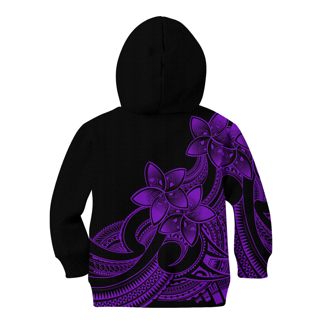 Polynesian Pride Plumeria Flowers Kid Hoodie Polynesian Tribal Purple Vibe LT9 - Polynesian Pride