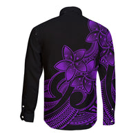 Polynesian Pride Plumeria Flowers Long Sleeve Button Shirt Polynesian Tribal Purple Vibe LT9 - Polynesian Pride