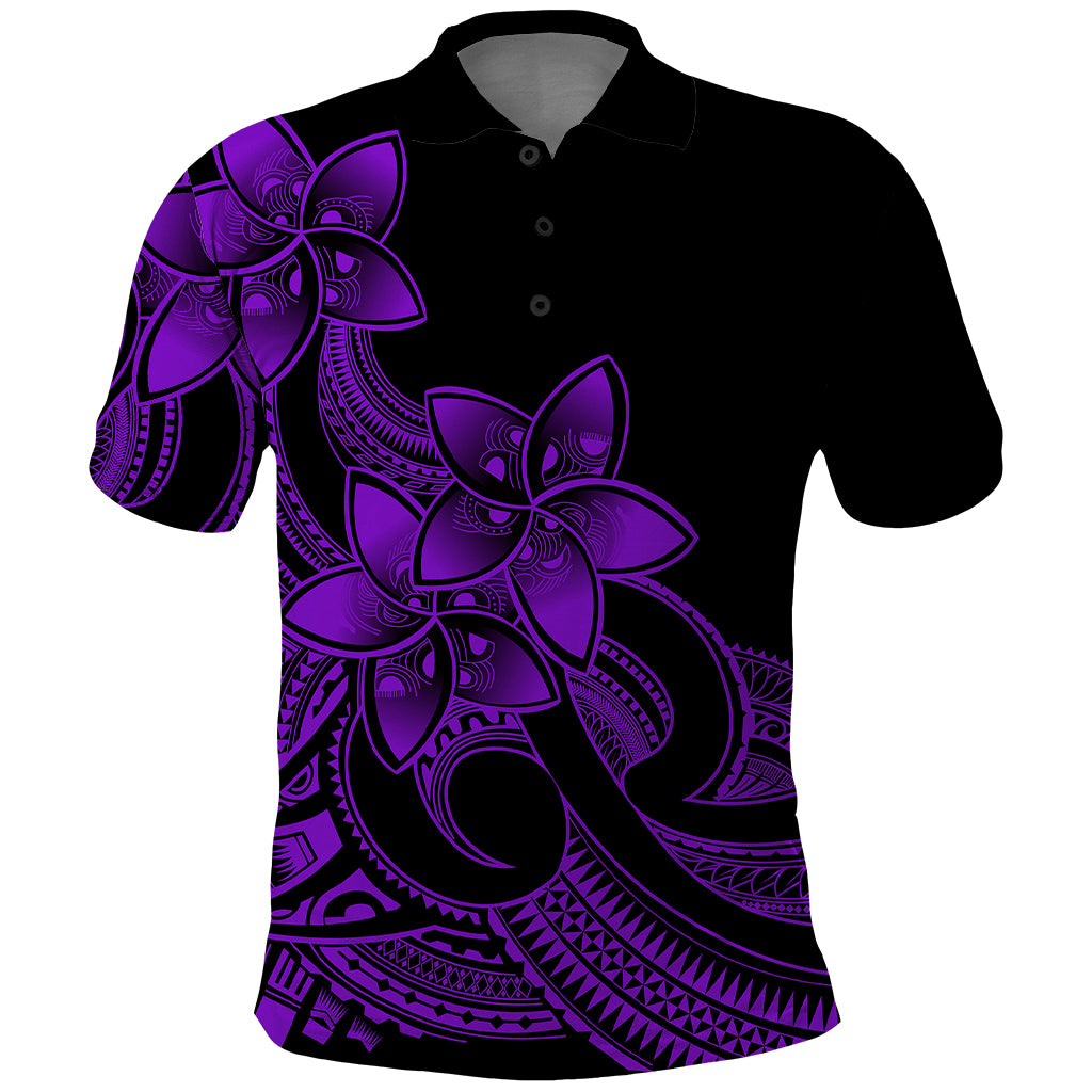 Polynesian Pride Plumeria Flowers Polo Shirt Polynesian Tribal Purple Vibe LT9 Purple - Polynesian Pride