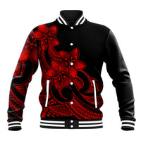 Polynesian Pride Plumeria Flowers Baseball Jacket Polynesian Tribal Red Vibe LT9 Unisex Red - Polynesian Pride