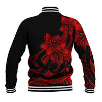 Polynesian Pride Plumeria Flowers Baseball Jacket Polynesian Tribal Red Vibe LT9 - Polynesian Pride