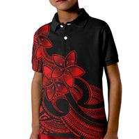 Polynesian Pride Plumeria Flowers Kid Polo Shirt Polynesian Tribal Red Vibe LT9 Kid Red - Polynesian Pride