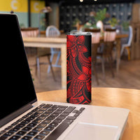 Polynesian Tribal Plumeria Flowers Skinny Tumbler Red Vibe