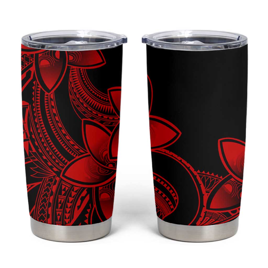 Polynesian Tribal Plumeria Flowers Tumbler Cup Red Vibe