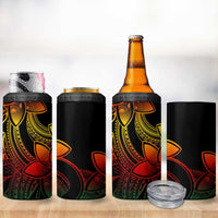 Polynesian Tribal Plumeria Flowers 4 in 1 Can Cooler Tumbler Reggae Vibe