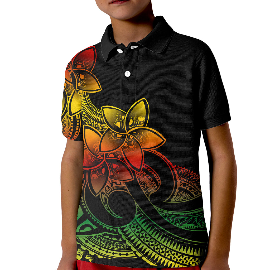 Polynesian Pride Plumeria Flowers Kid Polo Shirt Polynesian Tribal Reggae Vibe LT9 Kid Reggae - Polynesian Pride
