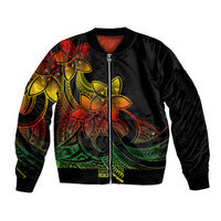 Polynesian Pride Plumeria Flowers Sleeve Zip Bomber Jacket Polynesian Tribal Reggae Vibe LT9 Unisex Reggae - Polynesian Pride