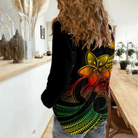 Polynesian Pride Plumeria Flowers Women Casual Shirt Polynesian Tribal Reggae Vibe LT9 - Polynesian Pride