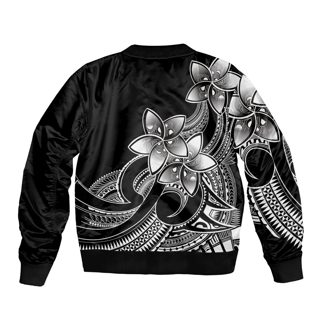 Polynesian Pride Plumeria Flowers Bomber Jacket Polynesian Tribal White Vibe LT9 - Polynesian Pride
