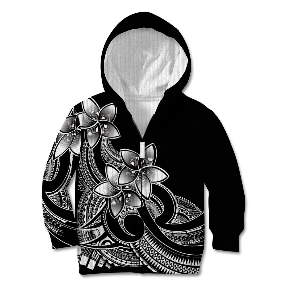 Polynesian Pride Plumeria Flowers Kid Hoodie Polynesian Tribal White Vibe LT9 Zip Hoodie White - Polynesian Pride