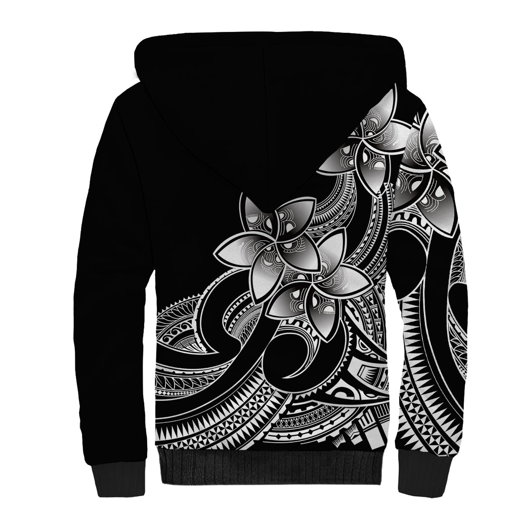 Polynesian Pride Plumeria Flowers Sherpa Hoodie Polynesian Tribal White Vibe LT9 - Polynesian Pride