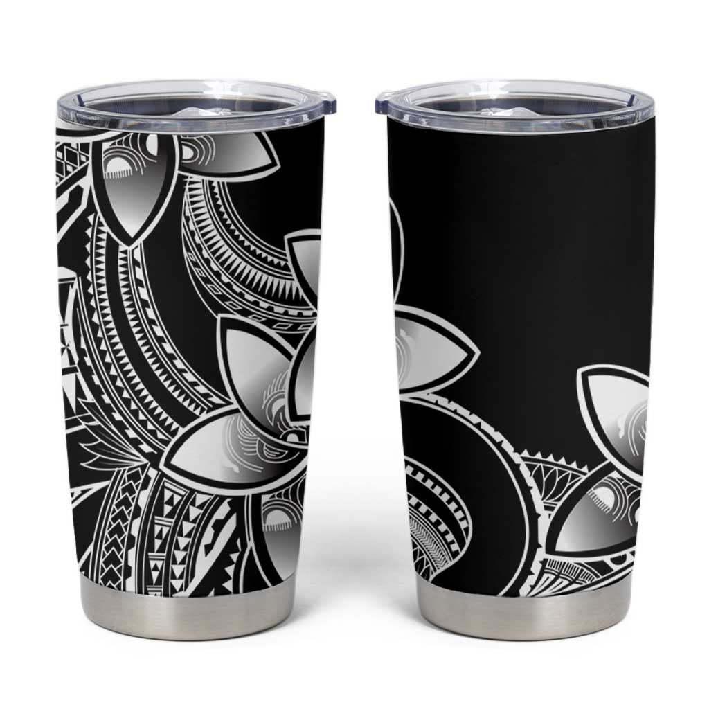 Polynesian Tribal Plumeria Flowers Tumbler Cup Black Vibe